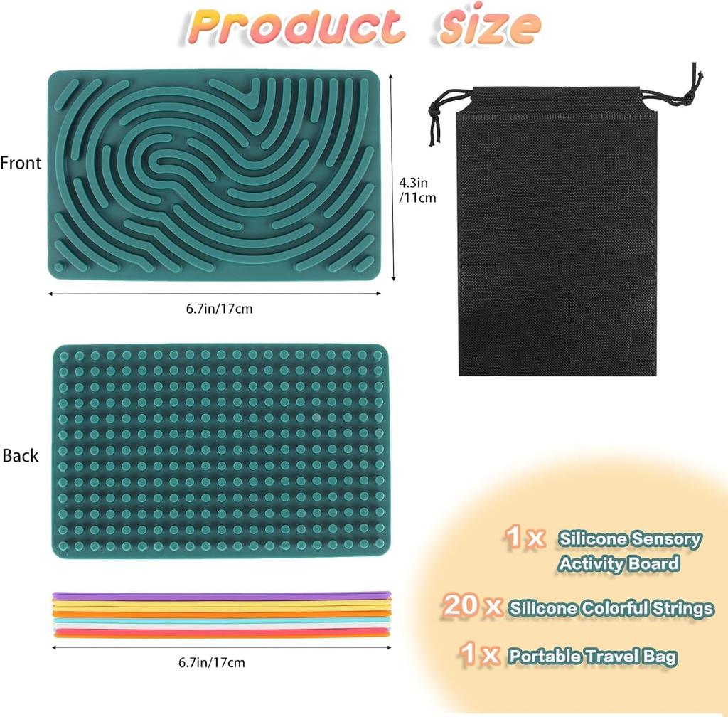 Nokwocy Sensory Activity Board, Silicone Fidget Toy for Children, Sensory Toy,Soothing Tool for Autism & Anxiety,Promoting Fine Motor Skills