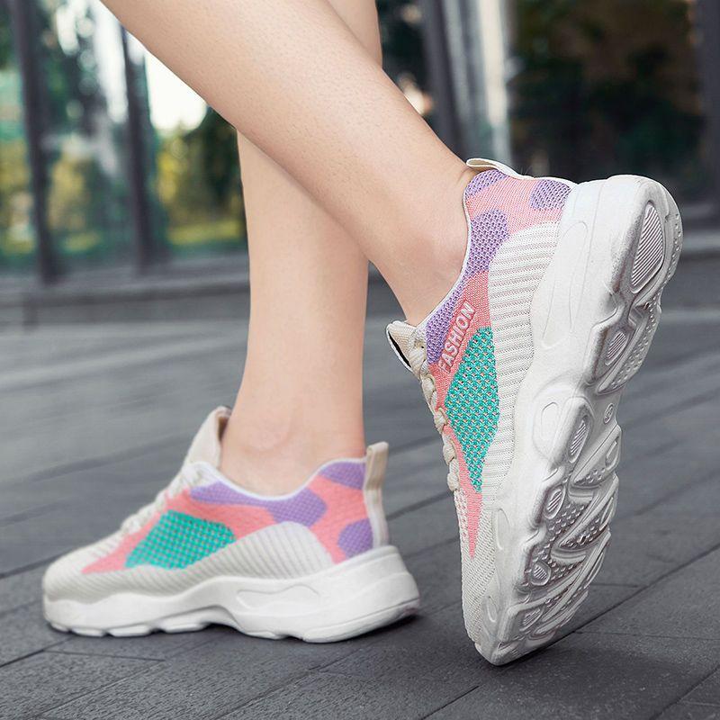 New women's sneakers trendy soft sole comfortable fly-woven breathable sneakers 2025 women's spring and summer sneakers