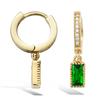 [P1200] - Gold Plated Hoop Earrings 'Sissi' Emerald Green White Gold