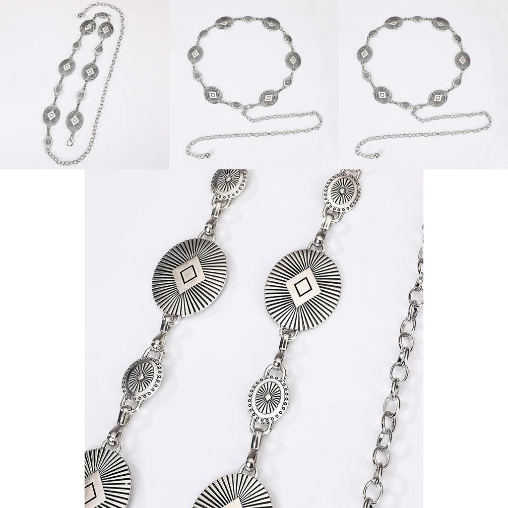 Womens Metal Waist Chain With Artistic Engraving For Multiseason Casual Wear