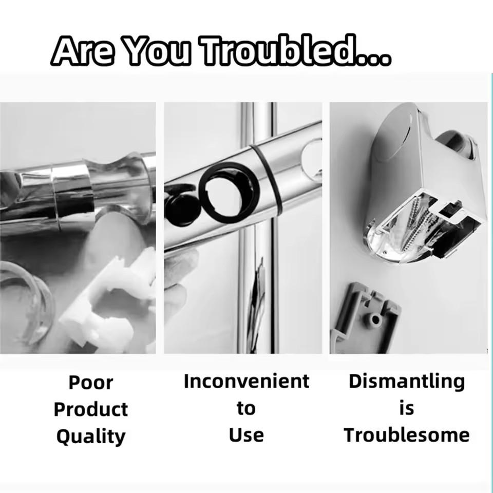 ABS Adjustable Shower Head Holder Shower Holder Clamp Showerhead Rail Slide Bracket Bathroom Accessories Rotation Hook Design