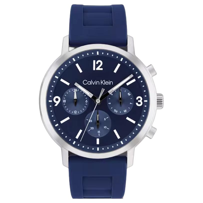Calvin Klein Quartz Watch Silicone Strap 44mm Blue Dial Men watches 25200460