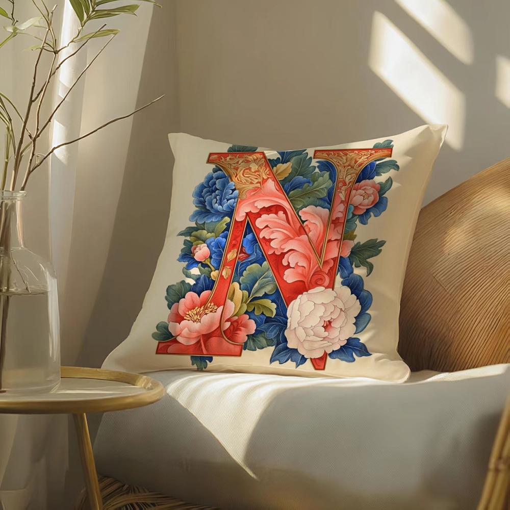 Creative letter N Pillow Case Silky elegant Comfort Sofa Bed Invisible zipper
