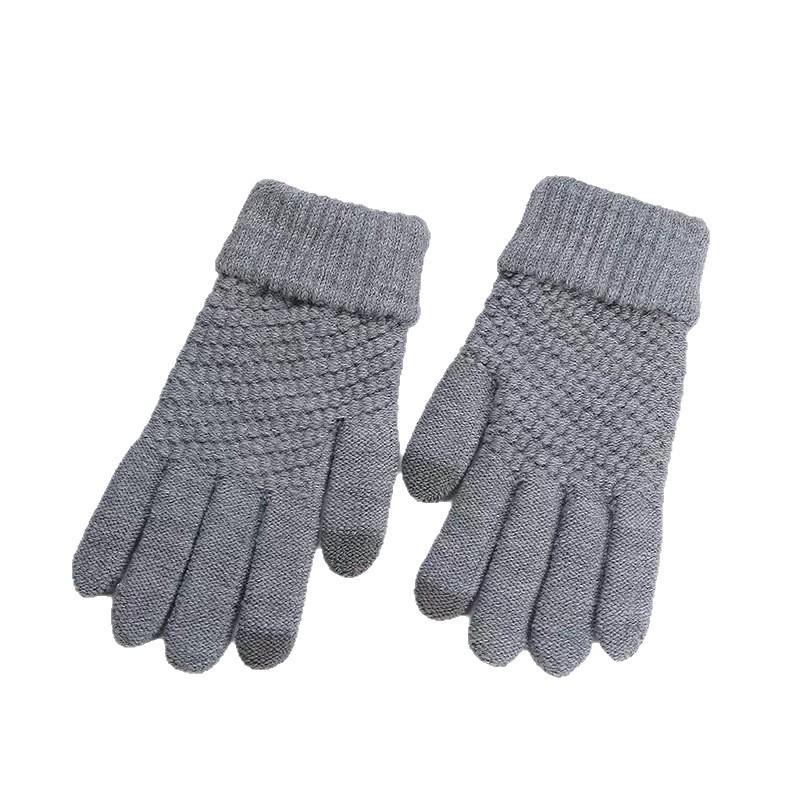 Winter Thickened Solid Color Gloves Simple and Fashionable Knitted Warm Gloves Outdoor Couple Style Adult Gloves