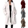 Women's Fashionable Warm Long Sleeve Solid Color Furry Long Coat With Turned Collar
