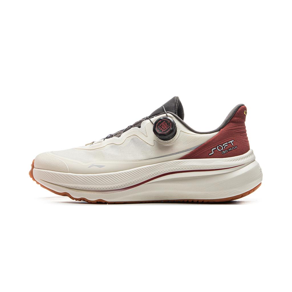 Li Ning Soft Go Max 2 Retro универсальные модные классические амортизирующие нескользящие износостойкие низкие повседневные туфли мужские кроссовки белые красные AGLV001-3