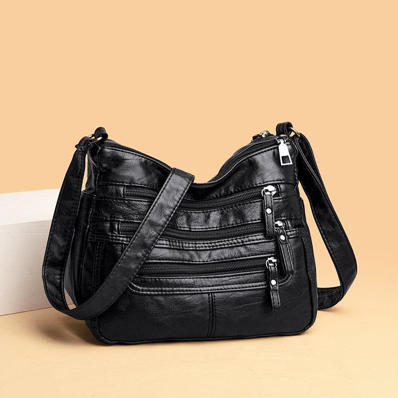 Women's Soft Leather Large Capacity Shoulder Bag Crossbody Bag for Middle-Aged Mother Bag
