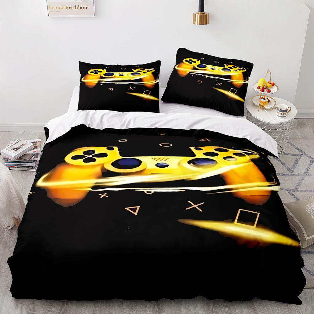 Game Handle King Queen Duvet Cover Kids Teens Boys Gamer Bedding Set Pillowcase Cartoon Psychedelic 2/3pcs Polyester Quilt Cover