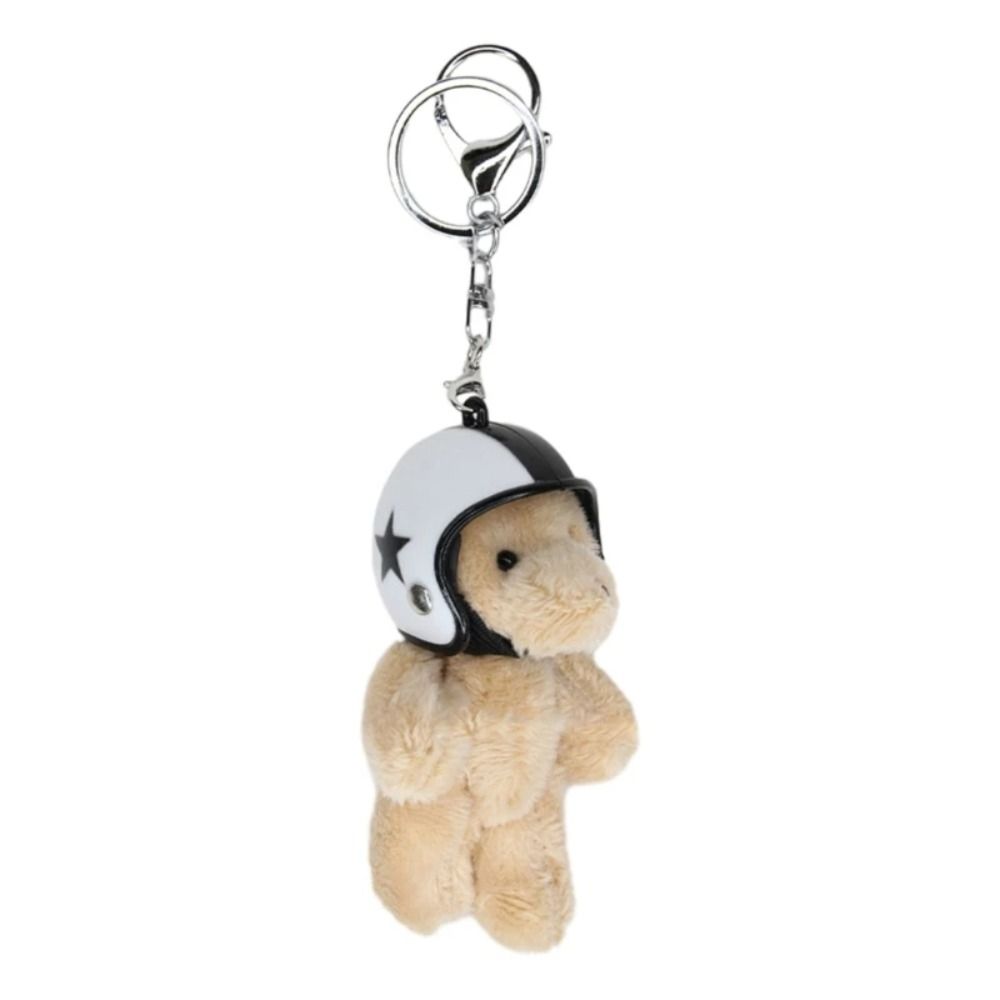 Lovely Helmeted Bear Charm Keychains Y2K Plush Ornament Pendant Car Keyring Backpack Decoration Bag Charm Jewelry