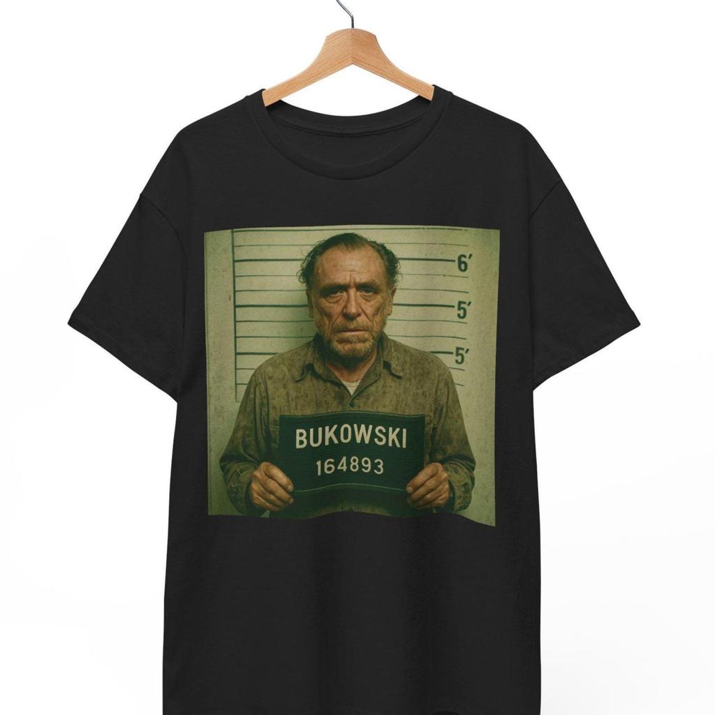 Charles Bukowski Mugshot T-Shirt: Funny Literary Humor Tee