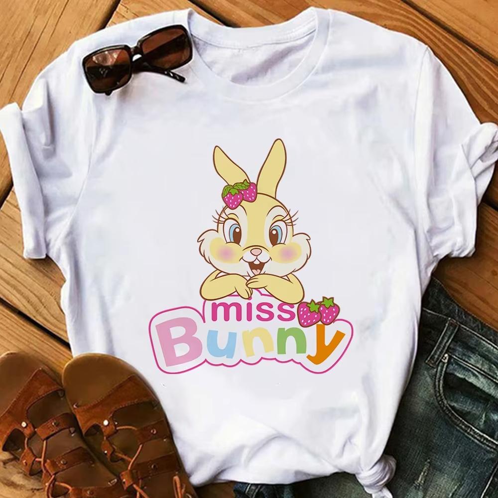 Cartoon Cute Bambi Printed T Shirt Fashion Women Casual Short Sleeves Streetwear Tshirt Summer Harajuku Tshirts Tops
