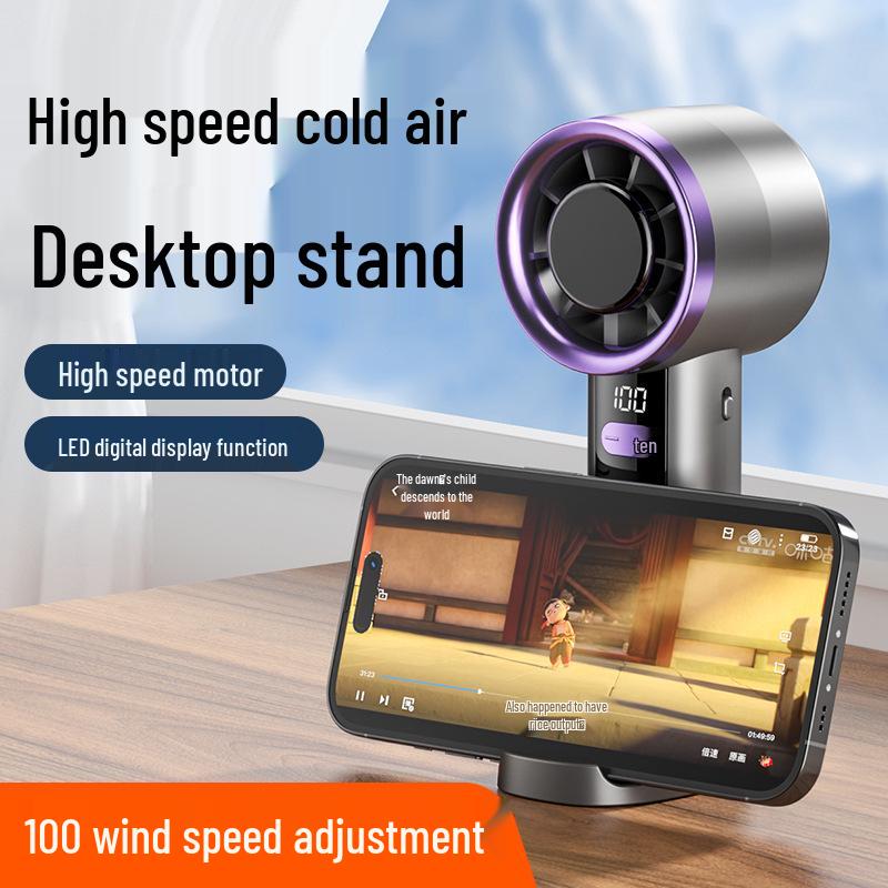 Portable Digital Display Fan & Phone Holder for Outdoor Camping