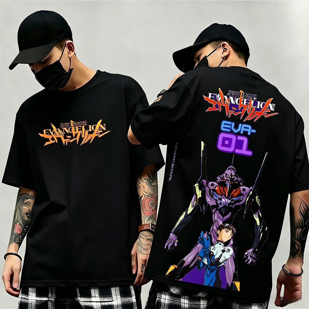 Новинка лета 2026: Футболка с коротким рукавом Evangelion Urban Print, стиль Y2K, подходит для мужчин и женщин