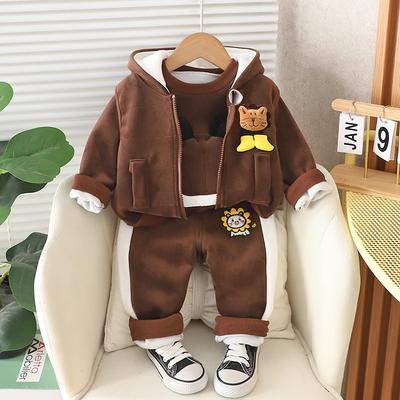 1-4 года Winner Baby Boys Clothes Cute Lion Autumn Boys Clothing Sets Coat + Vest + Bruins Boys Suits Children's Clothing