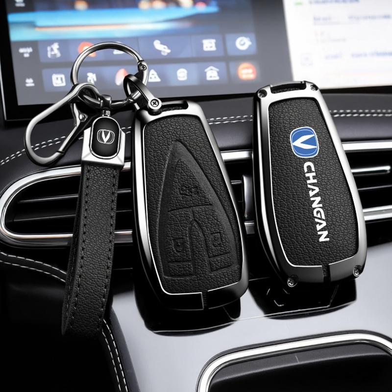 Для чехла-брелока Changan Unik Cs35Plus Cs55 Plus Cs75 Plus Oshan X7 X5 Сумка для автомобильного ключа Кожа козы Цинковый сплав Кожаная защитная C