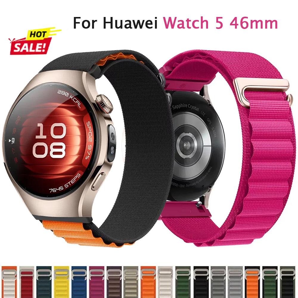 Нейлоновый петлевой ремешок 22/20 мм для Huawei Watch 5-4-3/GT4-5-5Pro 46 мм Удобный прочный браслет для Amazfit Active 2 Bip 6 Correa