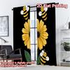 2D FLAT PRINTING 2pcs Curtains (Without Rod) Happy Bees and Sunflower Contemporary Popular Curtains Polyester Easy Install