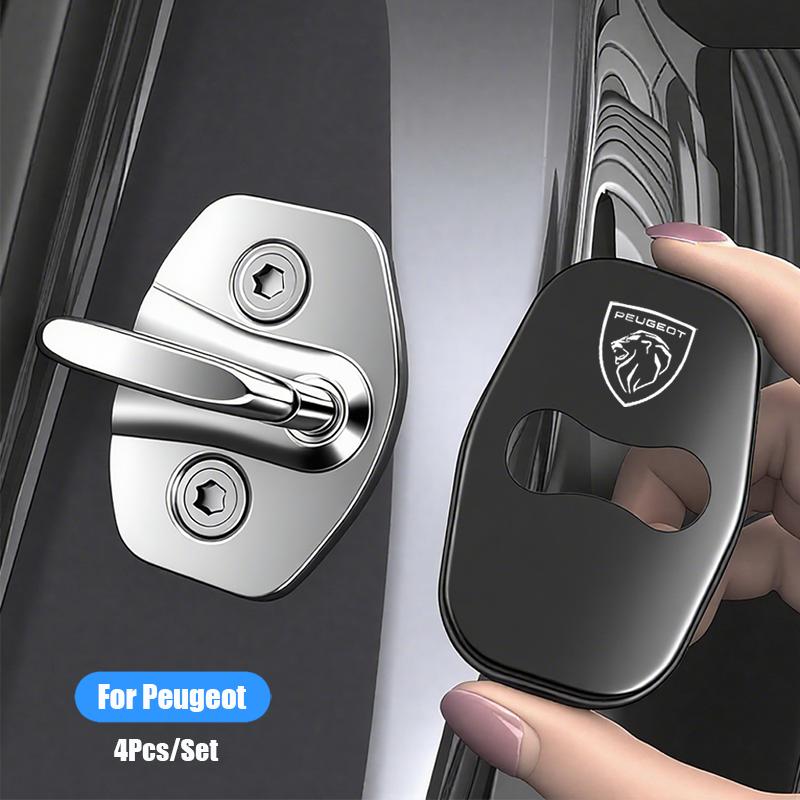 4Pcs Car Door Lock Buckle Protective Covers Zinc Alloy Cover For Peugeot 408 4008 308 3008 Rifter 5008 508 2008 208 301 RCZ 407