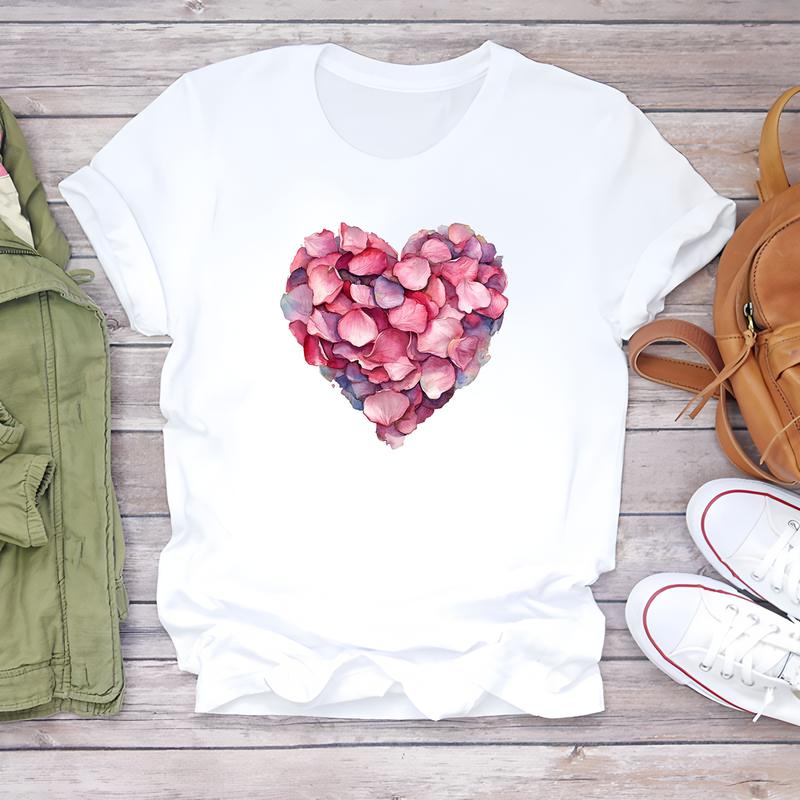 Летняя модная женская футболка с милым принтом, повседневный модный топ с коротким рукавом для женщин, стильный и удобный.