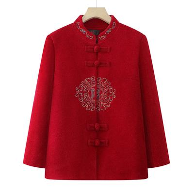 Новая мода вышитая куртка с длинным рукавом кардиган осень и зима повседневный большой размер наряд для мамы и бабушки