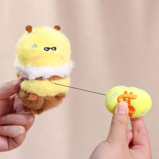 Cute Honey Bee Plush Doll Pendant for Couples Soft Stuffed Animal Keychain Funny Birthday