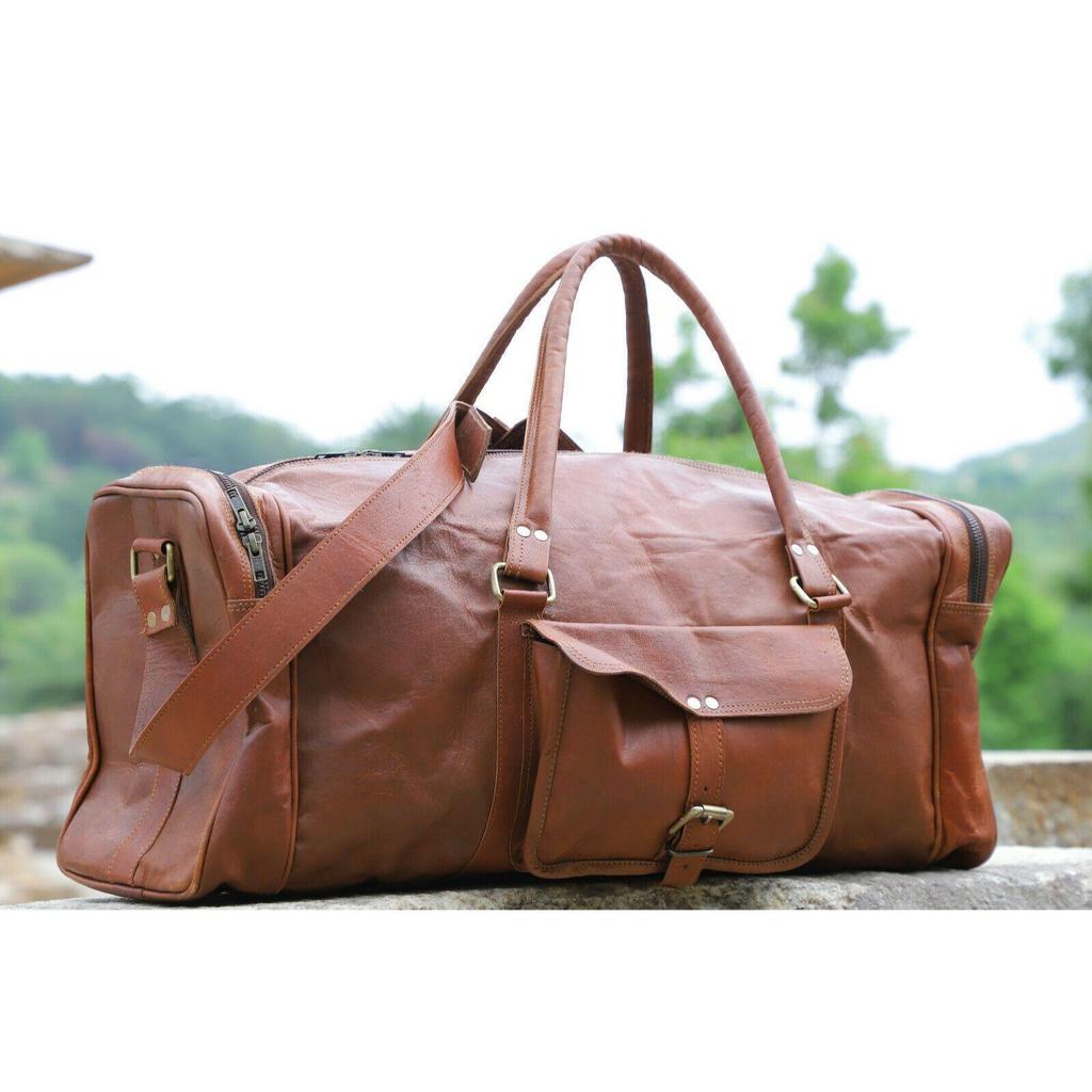 Мужская коричневая дорожная дорожная сумка из натуральной козьей кожи, спортивная ночная сумка, новая