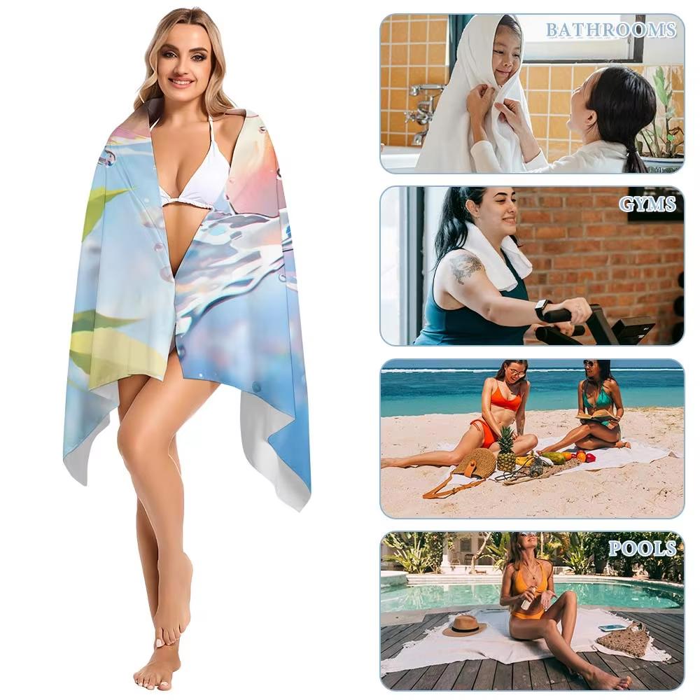 Swimming Dolphins Summer Beach Towel Ocean Wave Sea Life Print Hotel Towels Bathroom Travel For Home Spa Baby Playa Sauna Bath