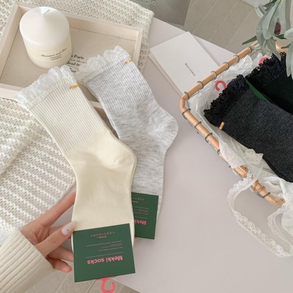 Дышащие женские носки кружевные носки с оборками модные длинные носки