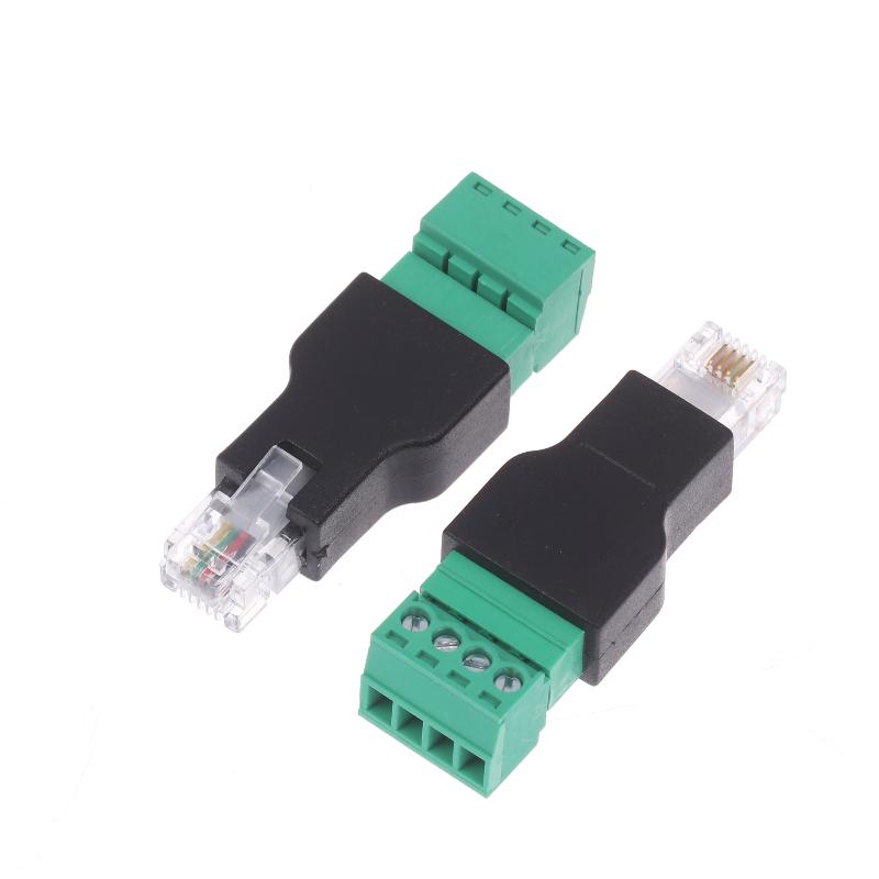 1/2 шт. 6P4C Штекер на 4-контактный винтовой клеммный преобразователь RJ11 Ethernet-разъем для телефонного приемника Удлинительный кабель-адаптер