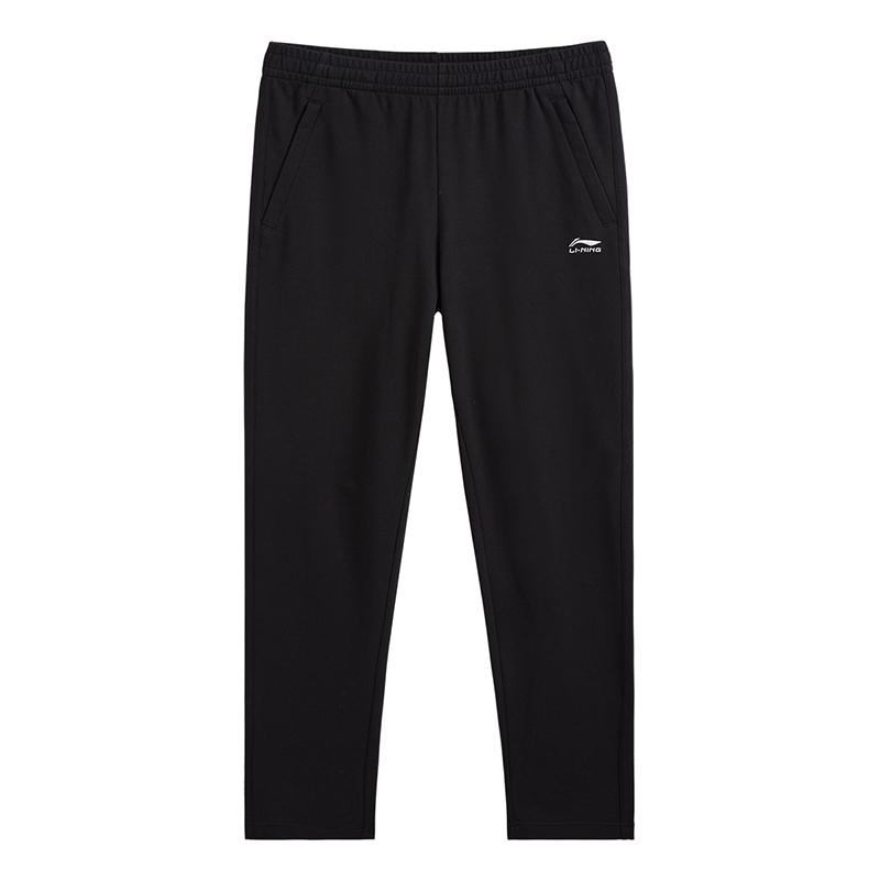 Li-Ning Простые брюки для спорта средней посадки на кулиске, дышащие, универсальные, вязаные, женские, низ, черные AKLVA48-1