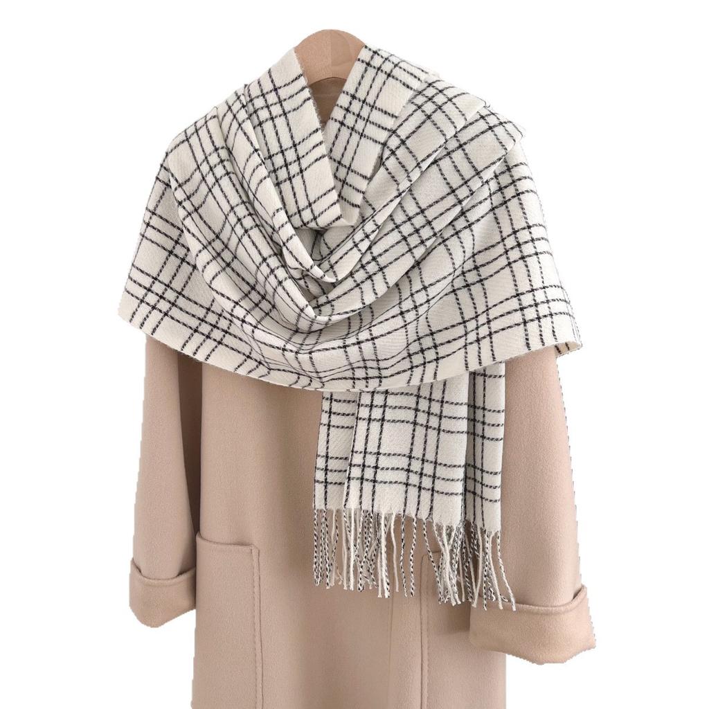 Autumn and winter plaid scarf women's winter high-end sense new versatile warm couple scarf shawl Korean atmosphere