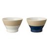 Pair of WAN (White X Navy) Tea Bowls, Father's Day Gift