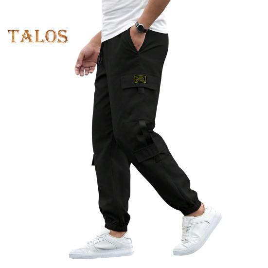 Мужские брюки-карго с несколькими карманами, в уличном стиле, с резинкой на щиколотке, в стиле ретро, с эластичной резинкой на талии для повседневной носки на открытом воздухе и на работе