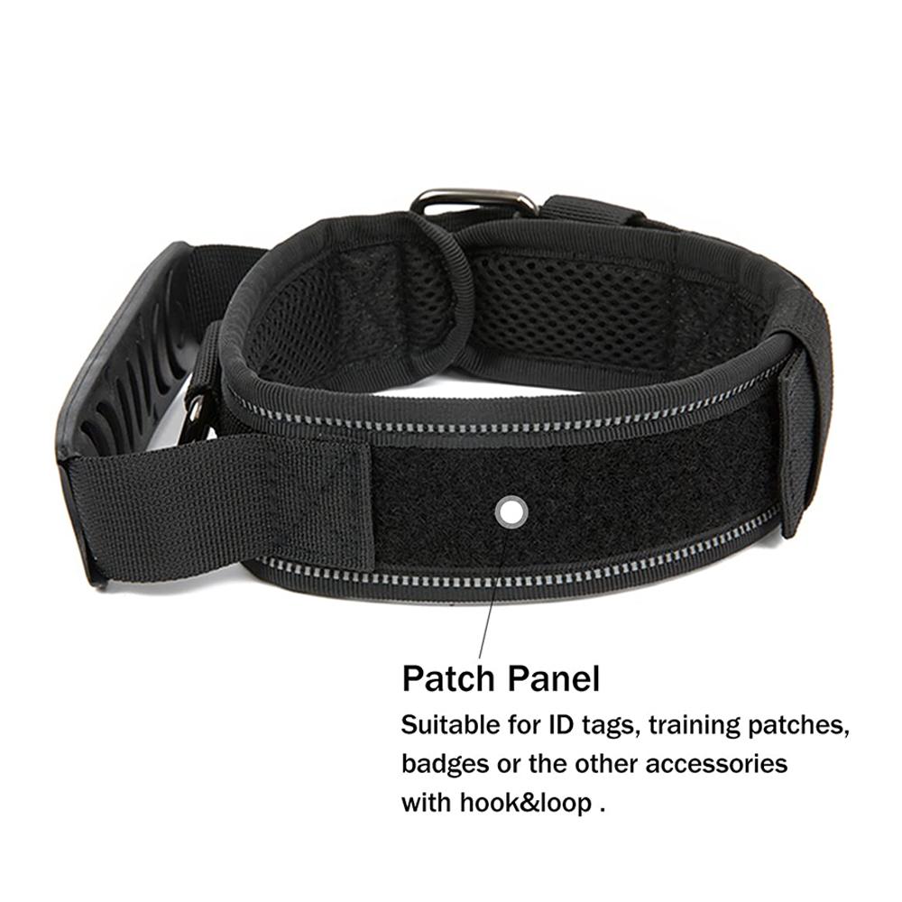 Светоотражающий ошейник для собак Прочные ошейники для средних и крупных собак Прочные нейлоновые ошейники для собак с ручкой Нержавеющая фурнитура Военный тактический ошейник для домашних животных