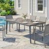 Outdoor Table for 6 People, Wood Look, Metal Frame, Weatherproof, 145 x 85 x 72 cm, Grey