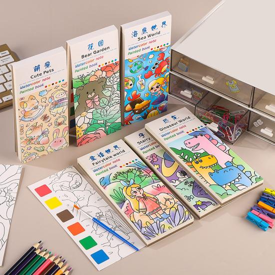 Акварельная книга для рисования Детская акварельная книга с 21 уникальным узором 6 ярких