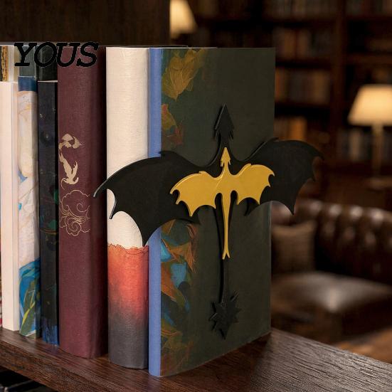 Прочные книжные подставки Двойной Дракон, Винтажный Фэнтези Декор для Полок с Летающими Книгами, Устойчивые Декоративные Акценты для Полок, Скульптура-Стопор для Полок,