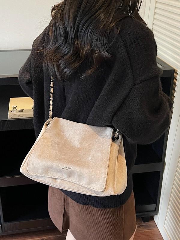 2025 Осень/Зима Ретро Матовая Женская Универсальная Сумка на Одно Плечо с Цепочкой