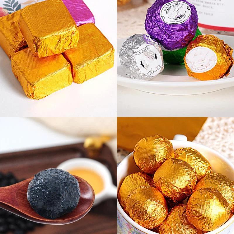 100 Sheets Gold Foil Candy Wrappers Square Gilded Aluminum Foil Paper Chocolate Wrappers Diy Decorations
