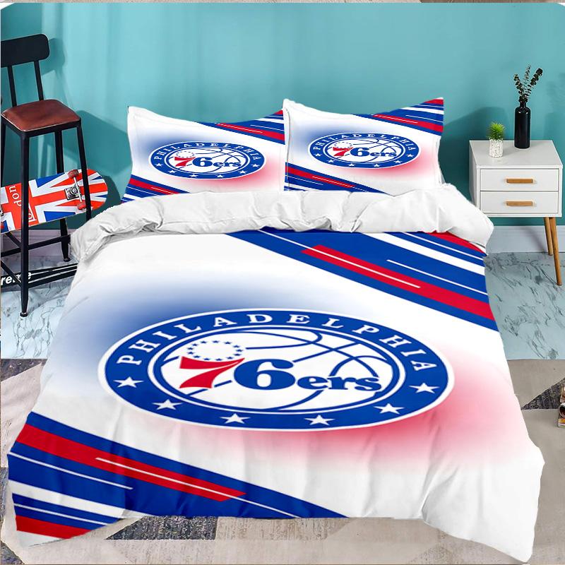 Philadelphia Basketball Team 3pcs Bedding Set,Including 1pc Duvet Cover And 2pcs Pillowcases Perfect Gift for Christmas,Ideal for Bedroom, Dormitory