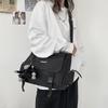 Korean Workwear Style Letter Shoulder Bag  Hong Kong Style Retro Versatile Casual Student Plug-in Lock Crossbody Bag