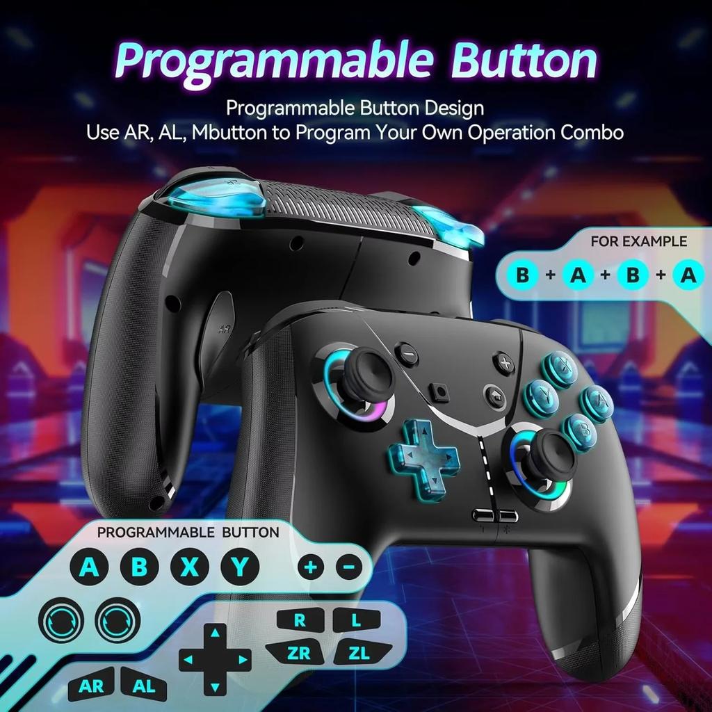 Беспроводной Bluetooth игровой контроллер Switch PRO для ПК с датчиком движения, вибрацией, макропрограммированием, непрерывной функцией для iOS