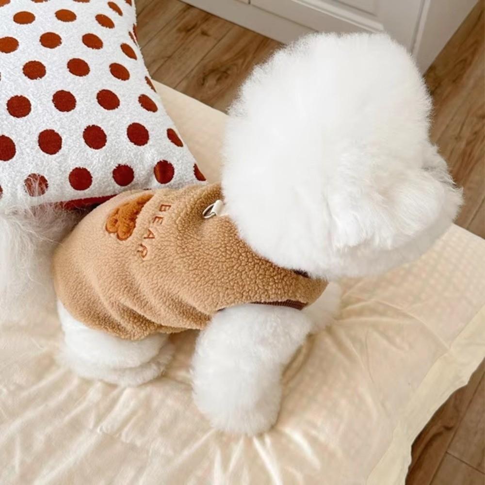 Bear Print Pet Jacket Fleece Warm Dog Vest Trendy Pug Teddy Coat  Chihuahua Outfits