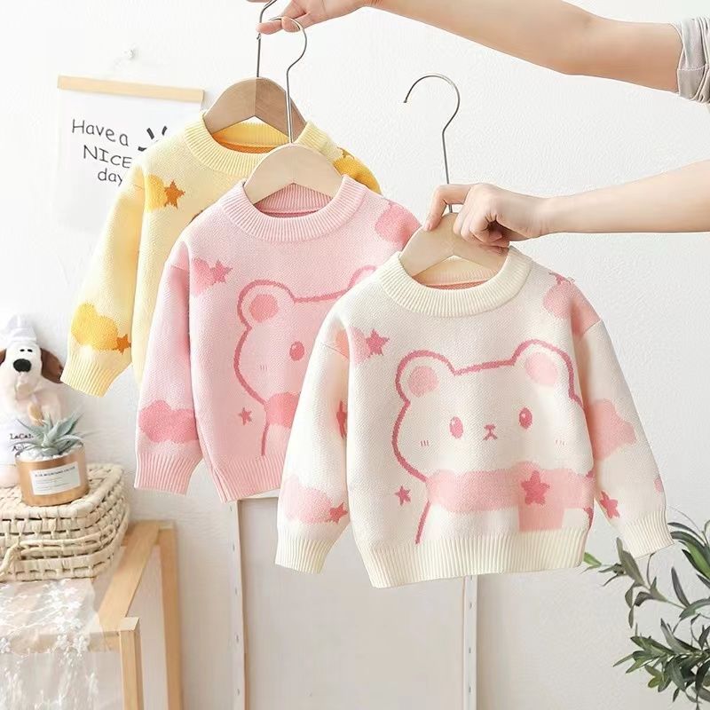 Свитер для девочек, шерстяное пальто, детские топы, вязаные милые теплые зимние осенние свитера, рождественский подарок, детская одежда