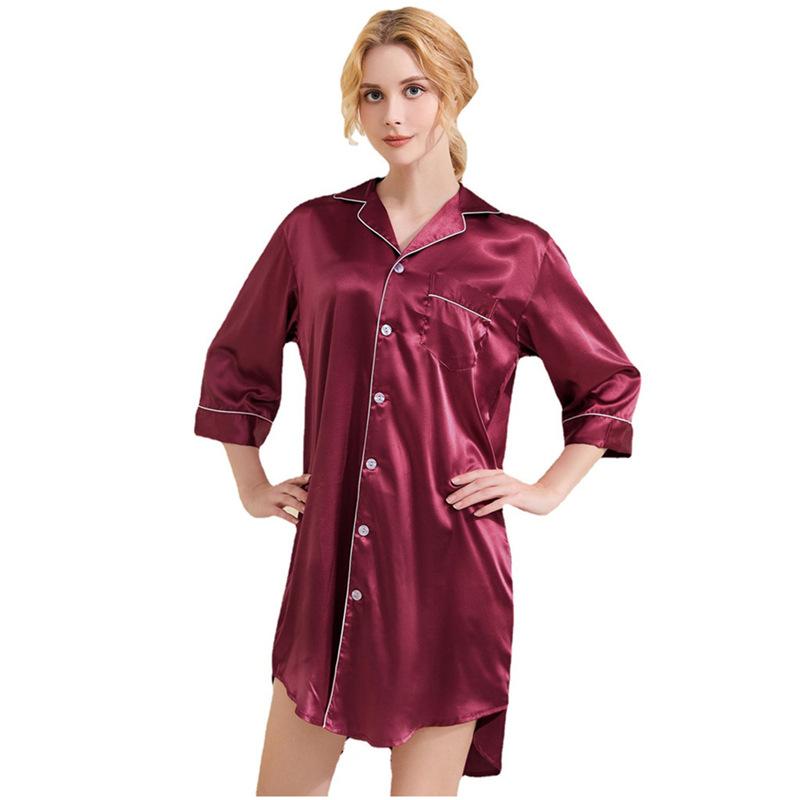 Плюс Размер Женский Летний Ультра Тонкий Сексуальный Домашний Платье Рубашка Пижама