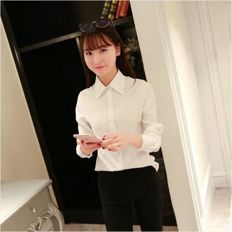Spring Autumn Black White Shirt Women's Slim Fit Long Sleeved Work Clothes Shirt Work Clothes Professional Clothes Formal Top Blouses & Shirts