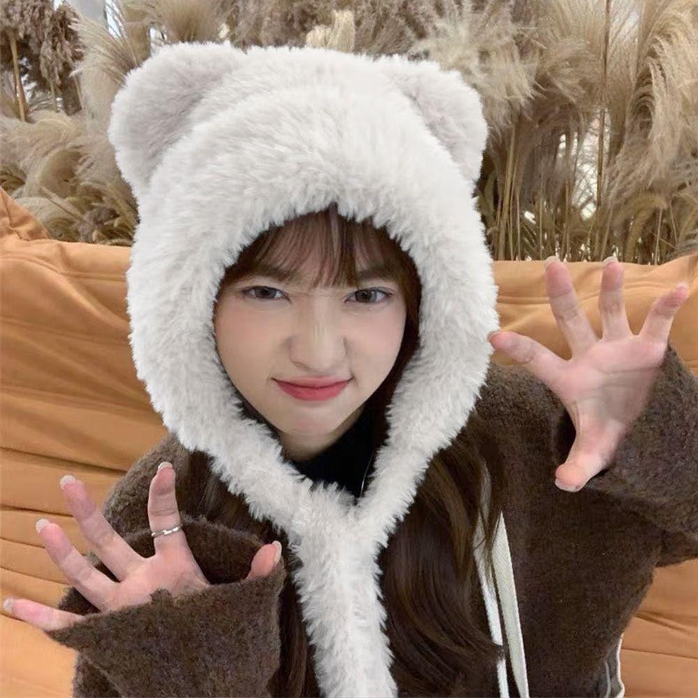 Woolen Windproof Cap Velvet Lining Bucket Hat Fashion Winter Hat for Women