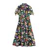 Женское приталенное миди-платье с принтом на весну/лето 2025 года с рубашечным воротником