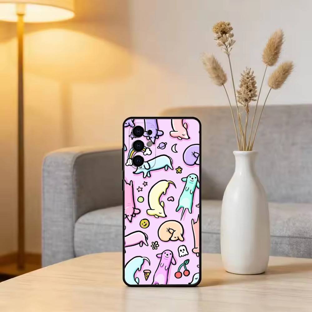 C-Милый C-Мультяшный D-Такса Чехол для Телефона Для Samsung S25,S24,S21,S22,S23,S30,Ultra,S20,Plus,Fe,Мягкий Силикон Черный Чехол