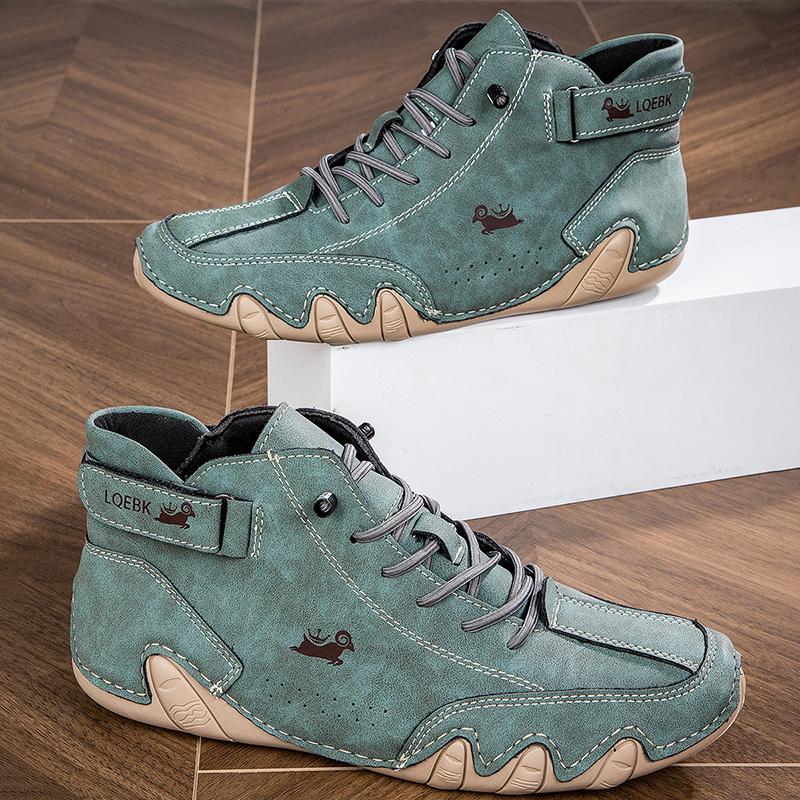Ботинки для мужчин Повседневные кроссовки с высоким верхом Мягкая подошва Модные мужские слипоны Кожаные туфли для вождения и ходьбы Комфортные Роскошные ботильоны